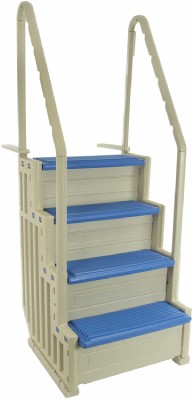 above ground pool steps with handrail